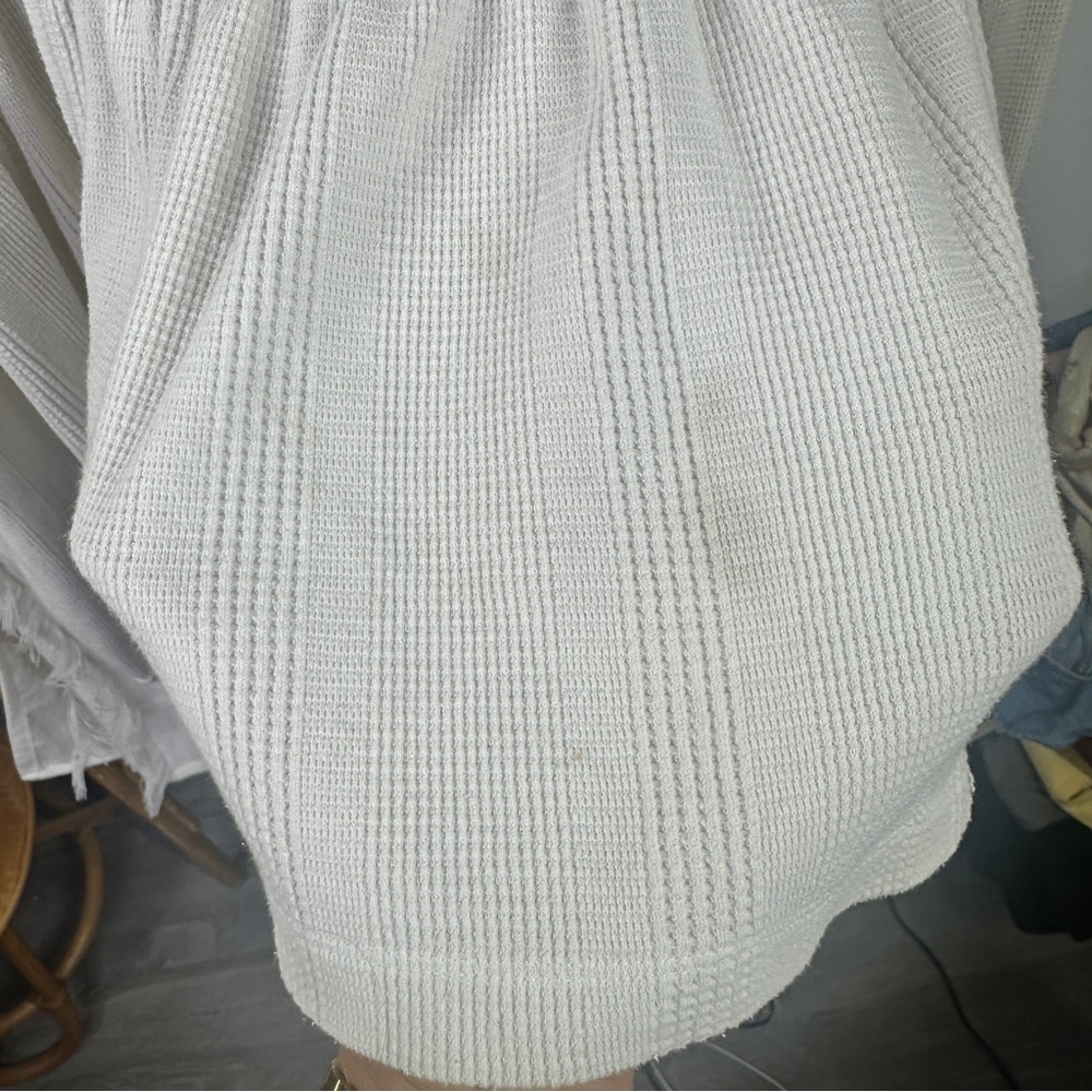 Free People Cram White Long Sleeve Waffle Knit Top sz M - Picture 5 of 6